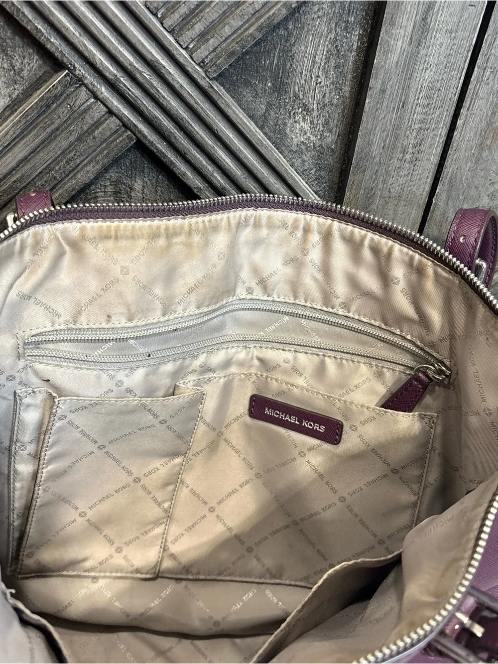 Michael Kors Plum/Burgundy Large Tote Bag